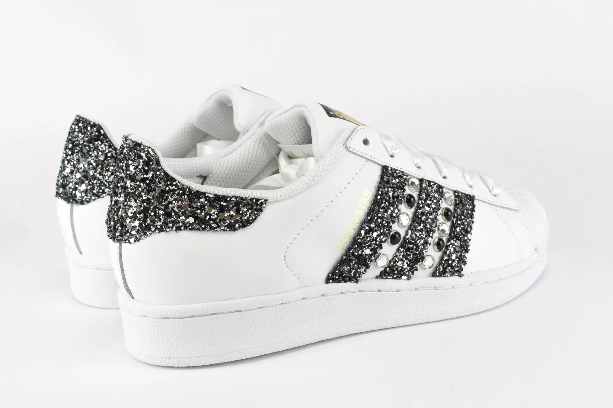 Adidas Superstar Black Silver Glitter & Strass