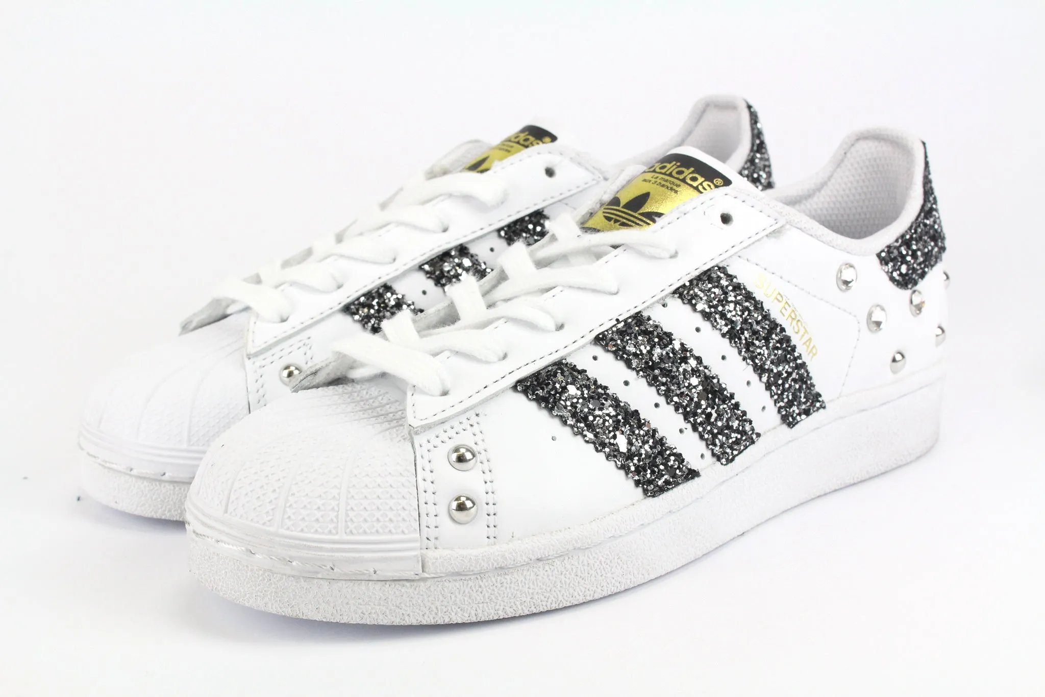 Adidas Superstar Black Silver Glitter & Strass