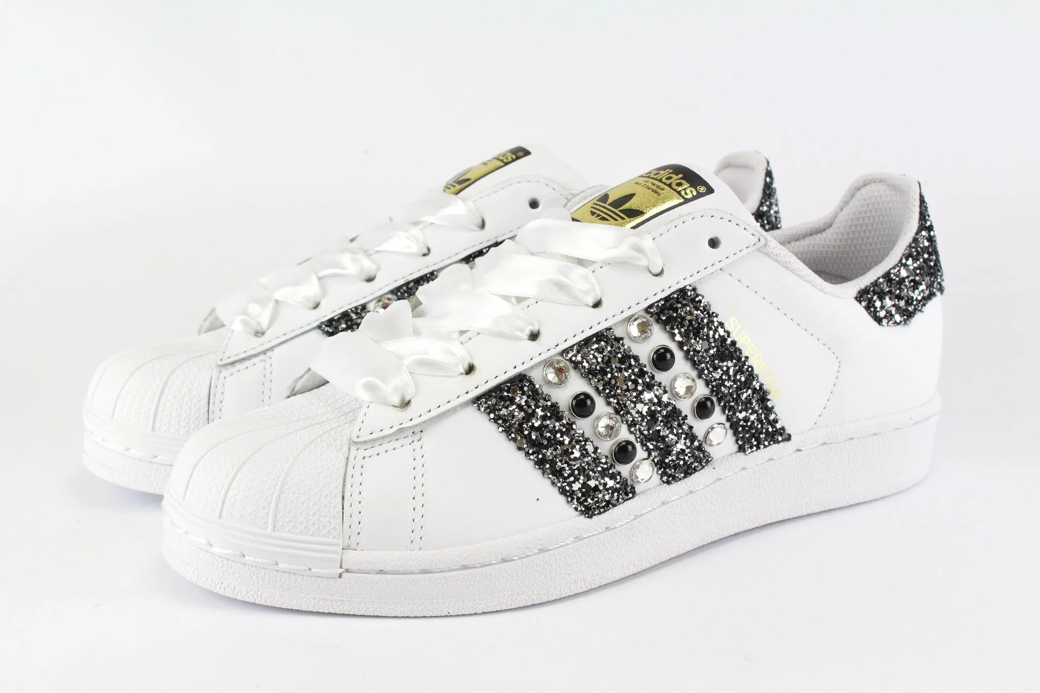 Adidas Superstar Black Silver Glitter & Strass