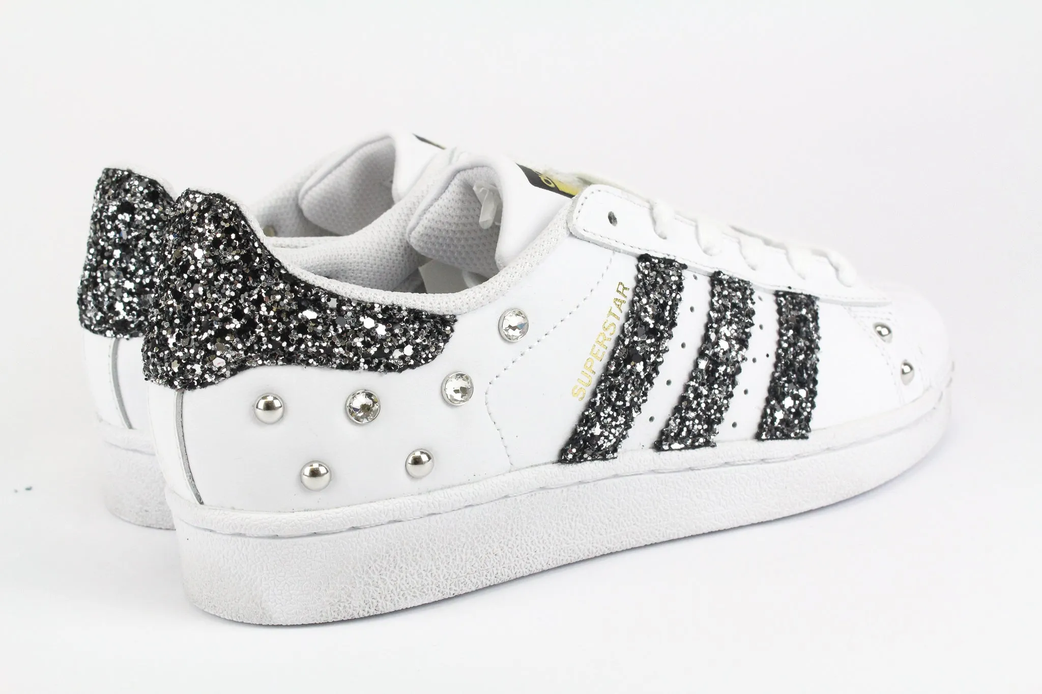 Adidas Superstar Black Silver Glitter & Strass