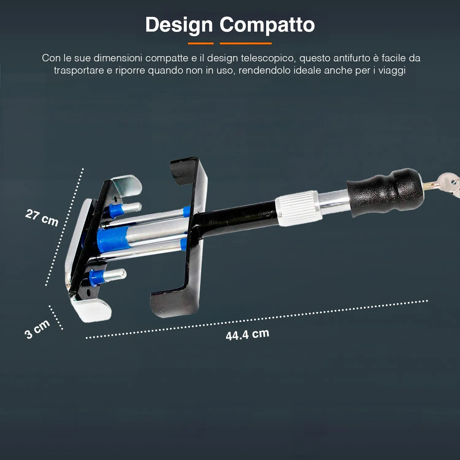 Antifurto Telescopico Regolabile Bloccapedali Con Chiavi