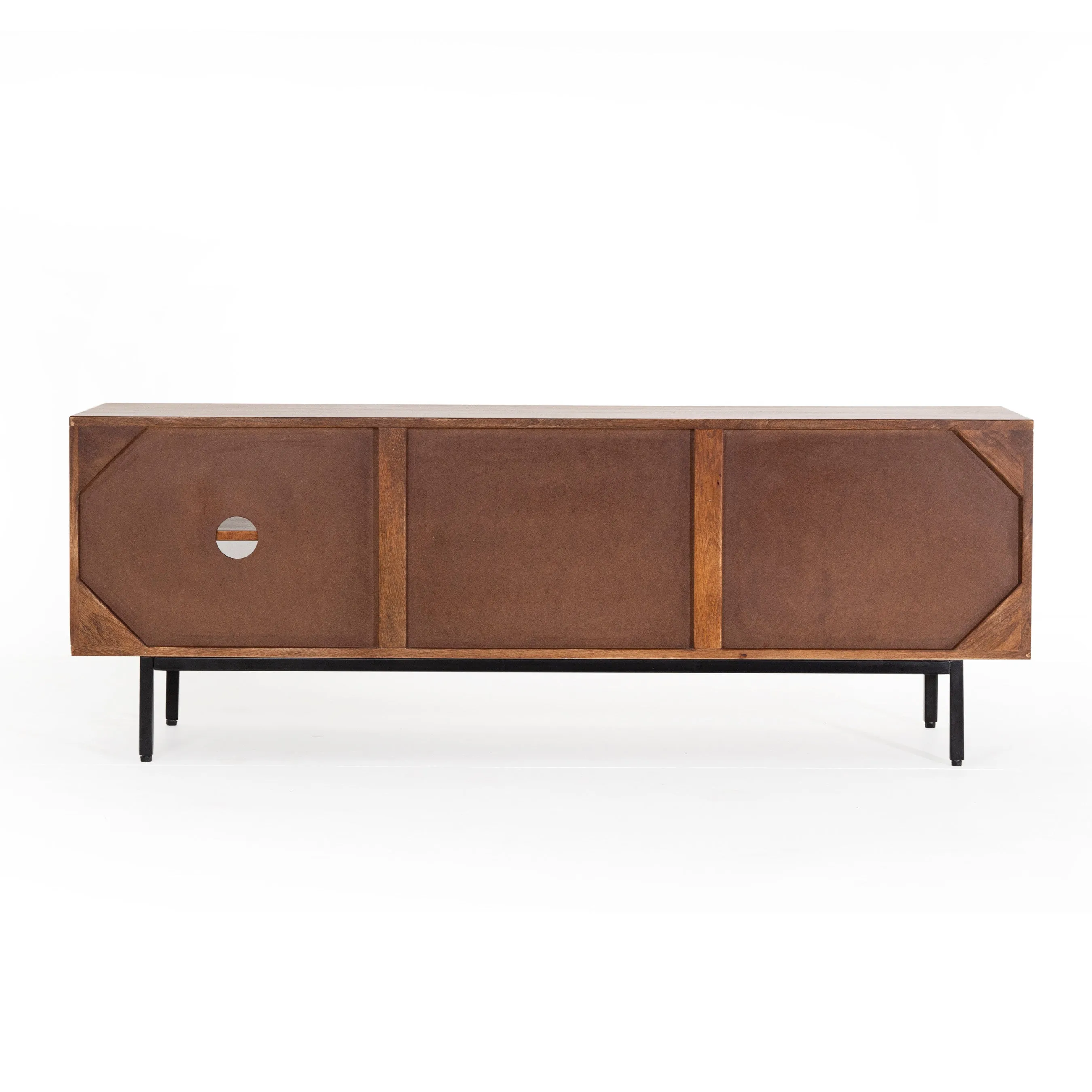 Credenza porta tv in legno massiccio design scandinavo gambe in acciaio 2 ante