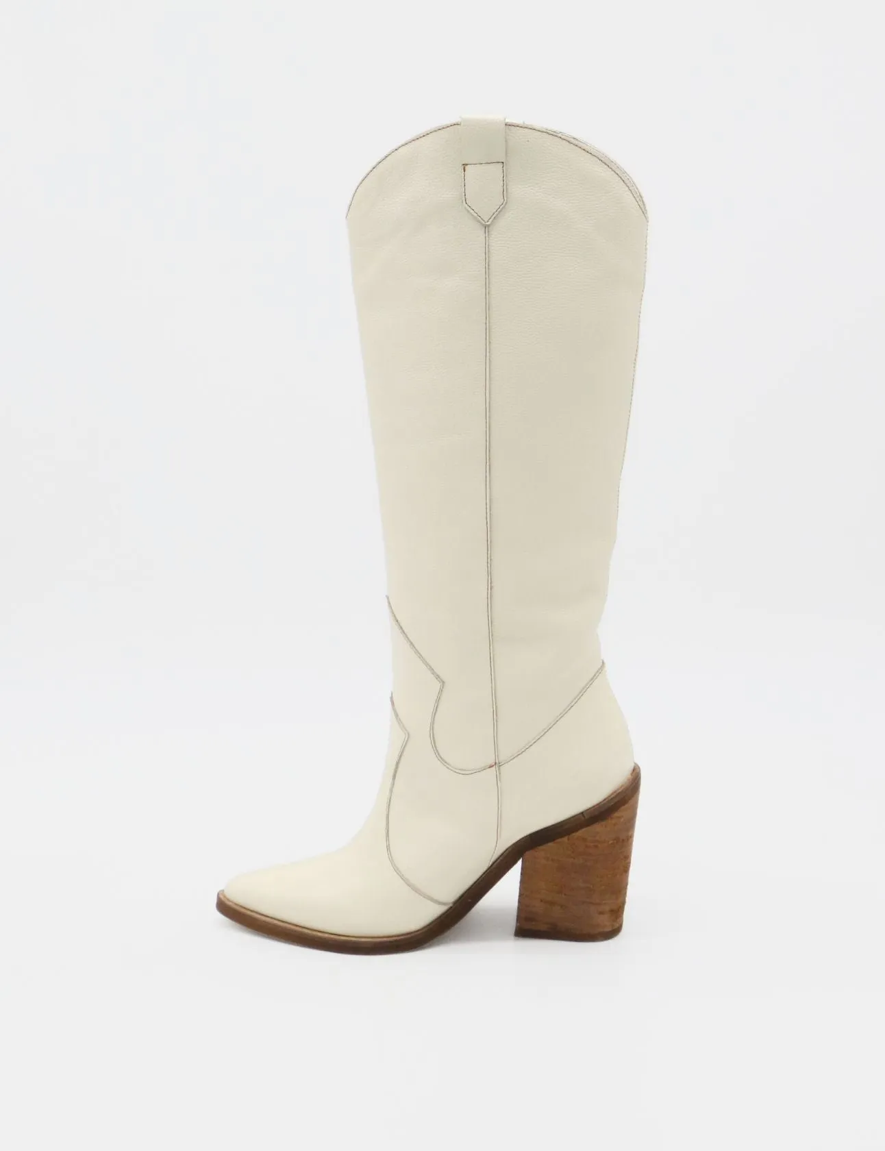 Macao western cowboy boots in off white leather womens shoes