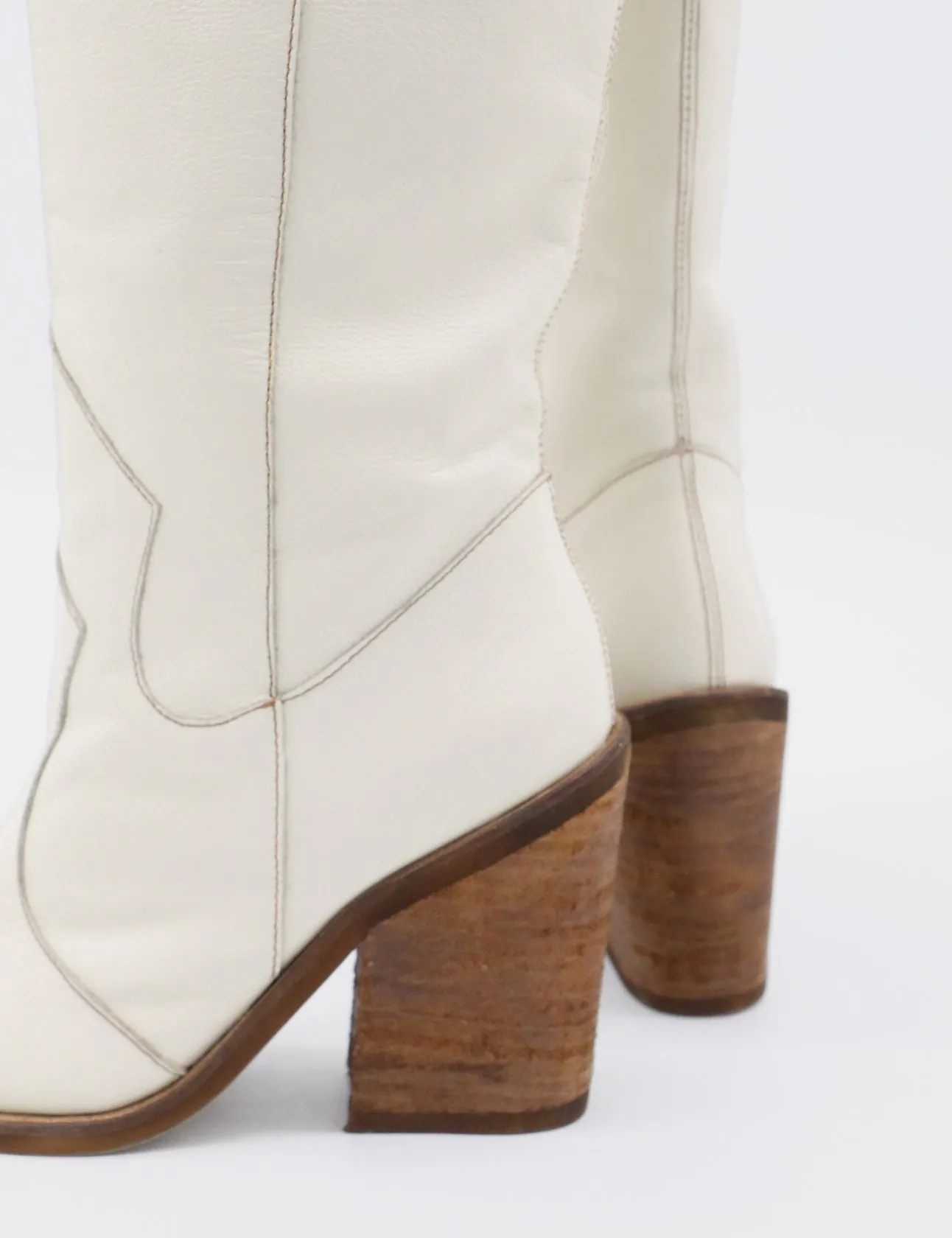 Macao western cowboy boots in off white leather womens shoes