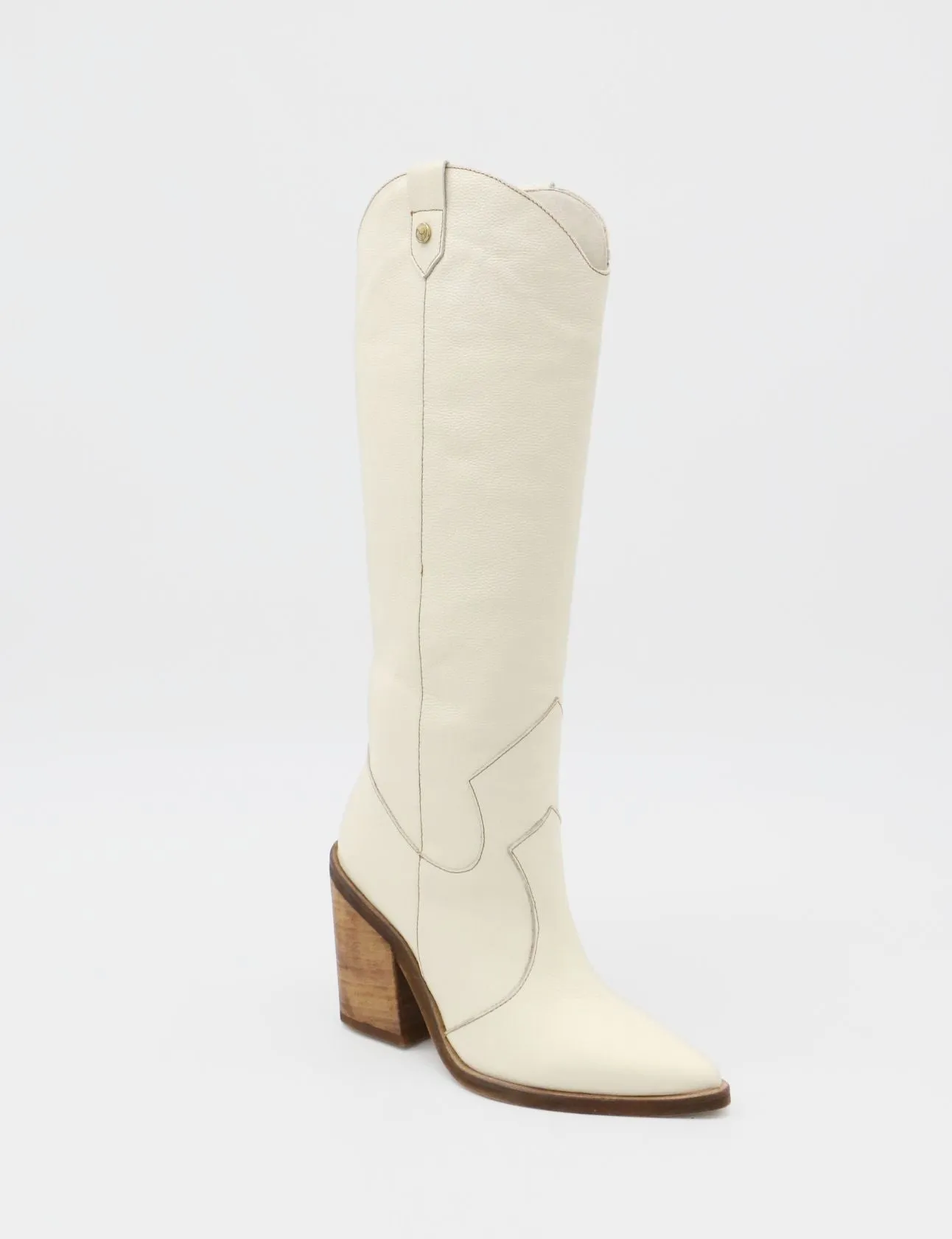 Macao western cowboy boots in off white leather womens shoes