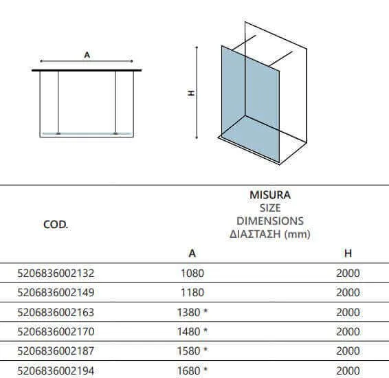 Walk in Doppio Ingresso H200cm Cristallo Trasparente 8mm Anticalcare